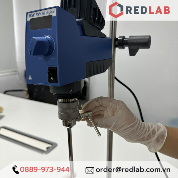 Máy khuấy đũa IKA RW 20 Digital package trọn bộ cánh khuấy R1342, Chân đế R1826, kẹp bọ R182