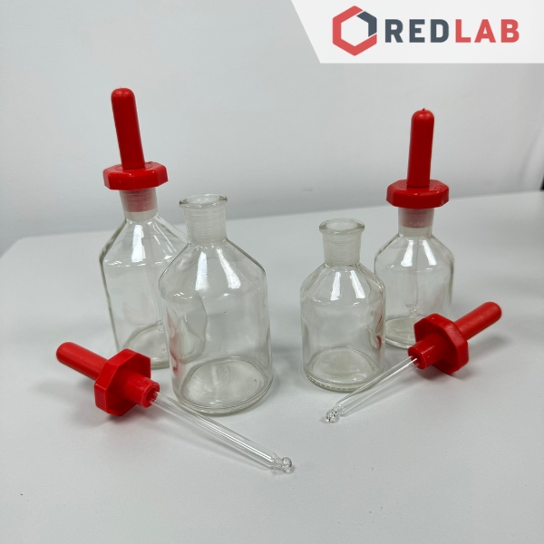 Chai nhỏ giọt thủy tinh ONELAB trắng / nâu 60 125 ml, chai congtogut nắp nhựa kèm quả bóp, đựng mẫu thí nghiệm, có VAT