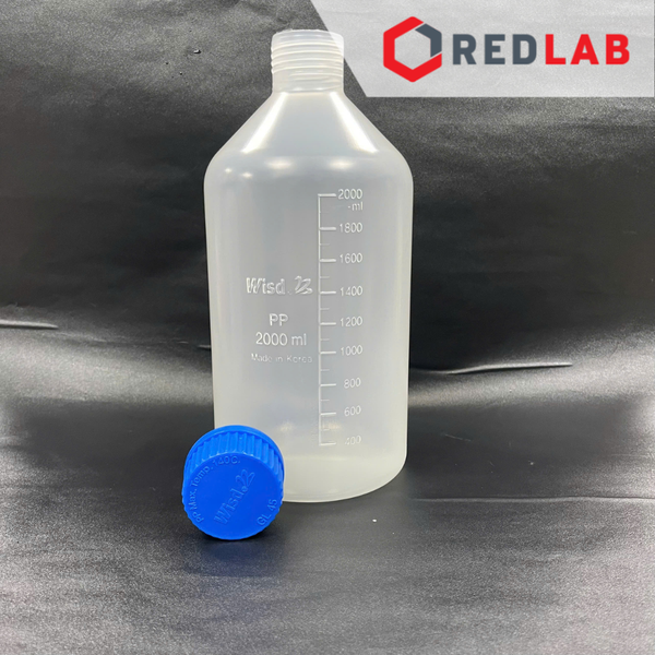 Chai nhựa PP trắng miệng rộng WISD 100 250 500 1000 2000 ml - nắp vặn xanh GL32 GL 45, chịu nhiệt, vạch nổi, có VAT