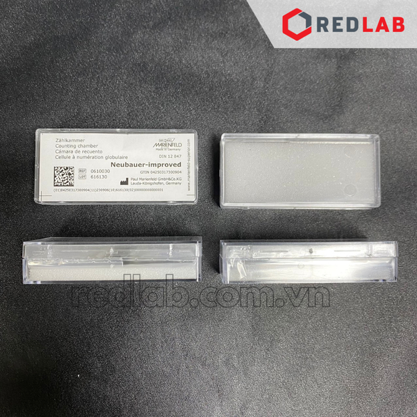Buồng đếm tế bào thủy tinh Neubauer improved (cải tiến) tráng bạc (bright line) MARIENFELD Đức 0610030, có VAT