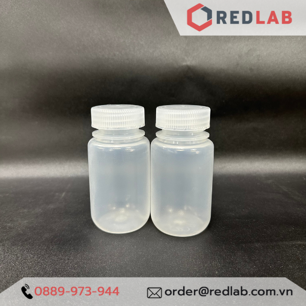 Chai nhựa PP trắng miệng rộng ONELAB 30 60 125 250 500 ml 1 2 L, chịu nhiệt tối đa 140°C, đựng mẫu thí nghiệm, có VAT