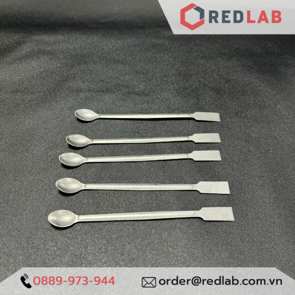 Thìa xúc hóa chất 1 đầu dẹt 1 đầu tròn inox ONELAB 15 17.5 20 23 cm, thìa cân, muỗng múc mẫu thí nghiệm, có VAT