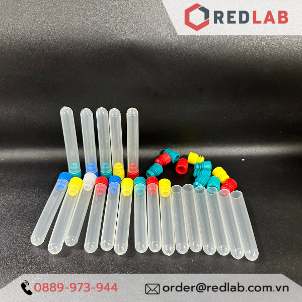 Ống nghiệm nhựa PP có nút ISOLAB 12x75mm, 16x100mm đáy tròn, có VAT