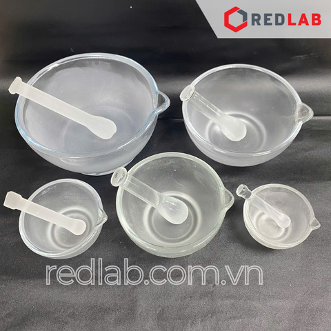 Bộ cối chày thuỷ tinh ONELAB đường kính 75 90 120 150 180 mm, dùng nghiền mẫu thí nghiệm, có VAT