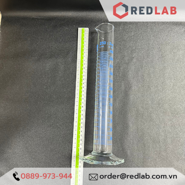Ống đong thủy tinh SIMAX Class A 5 10 25 50 100 250 500 1000 ml, đế lục giác, vạch xanh, Measuring Cylinder, có VAT
