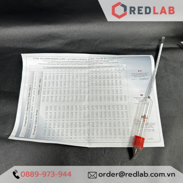 Cồn kế 35-70 : 0.5% Tp 20°C ALLA 0530FC035/20-QP alcoholometer, có VAT