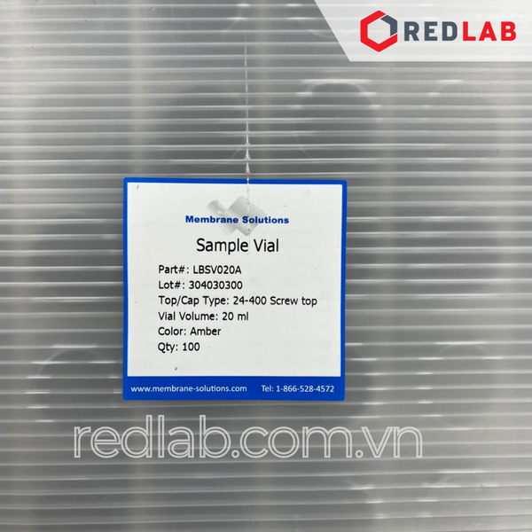 [Bộ 100 cái] MEMBRANE SOLUTIONS Chai thủy tinh vial 20ML 40ML trắng / nâu + Nắp vặn kín 24-400 septa 1.5mm, có VAT