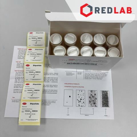[Hộp 10 ống] Môi trường TTC & malt extract flexi slide OXOID DS0155A, 2 mặt Dip-slides Industrial (Red spot), có VAT - redlab