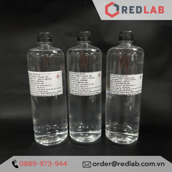 Cồn 70 độ, 90 độ, 96 độ (chai 1 lít) hãng CEMACO Việt Nam, 70% 90% 96% Ethanol, có VAT