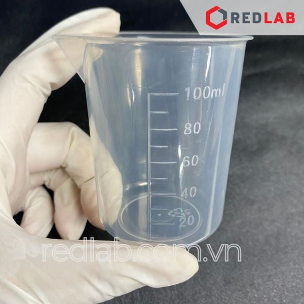 Ca nhựa PP không quai vạch trắng có mỏ GENLAB 50 100 250 500 1000 ml, cốc đong nhựa thí nghiệm, có VAT