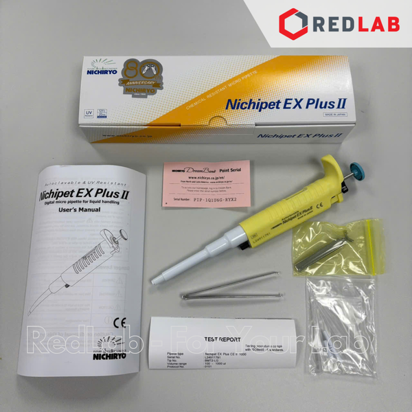 Micropipet EX Plus II NICHIRYO chống dung môi ăn mòn, hấp tiệt trùng nguyên cây, chịu tia UV, có khoá lock, có VAT