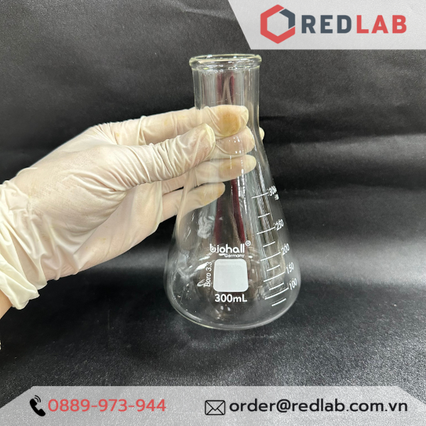 Bình tam giác miệng hẹp BIOHALL 125 150 250 300 500 1000 ml, bình nón - bình erlen MH, mark trắng, có VAT