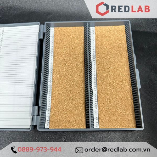 Hộp đựng lam kính hiển vi GREETMED 50 / 100 vị trí, slide box dùng lưu trữ lam trong thí nghiệm, xét nghiệm, có VAT