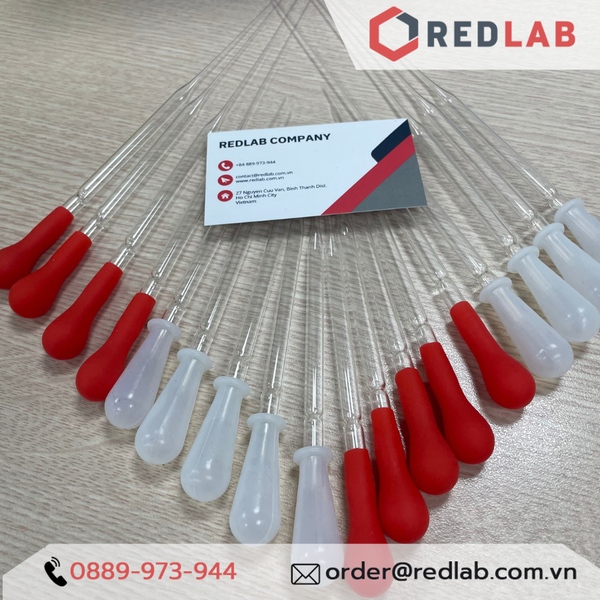 [Combo 10] Pipet paster thủy tinh 15cm / 23cm HIRSCHMANN Đức & quả bóp cao su / silicon 2ml, có VAT