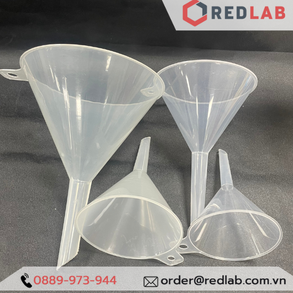 Phễu nhựa PP ONELAB Ø 40 65 75 90 100 120 150 mm, dùng chiết rót mẫu thí nghiệm, có VAT
