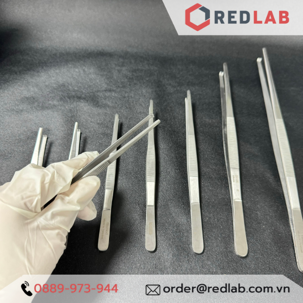 Nhíp thẳng đầu tù có mấu Pakistan 12.5 14 16 18 20 25 30 cm, dùng trong lab thí nghiệm, có VAT