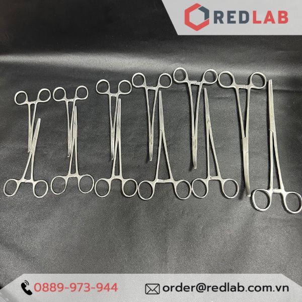 Pen / panh kẹp thẳng / cong Pakistan 12 14 16 18 20 24 cm, không mấu, có gờ, dùng trong lab thí nghiệm, có VAT