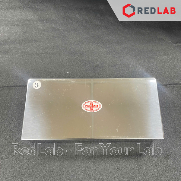 Hộp inox chữ nhật có nắp Số 1 2 3 4 (đại lớn trung nhỏ) dùng đựng mẫu, dụng cụ trong lab thí nghiệm, có VAT