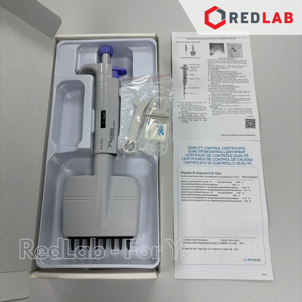 Micropipet đa kênh (8 kênh) PHOENIX Instrument 0.5-10 5-50 50-300 ul, hấp autoclave, có VAT