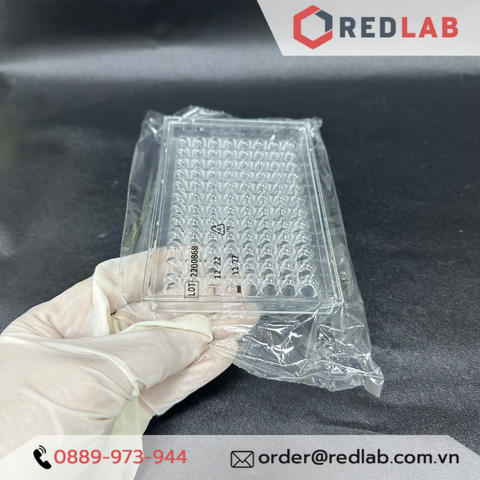 Đĩa eliza nuôi cấy tế bào 96 giếng tiệt trùng hãng Aptaca  -  Ý, đáy bằng, đáy U, đáy nhọn V, nắp đậy-Redlab