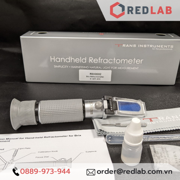 Khúc xạ kế đo độ ngọt 0-32% Brix TRANS Instruments - Singapore RBX0032 ATC, đo độ đường dung dịch, trái cây, có VAT
