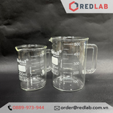 Cốc thuỷ tinh có tay cầm BIOHALL 250ml 500ml, chia vạch trắng, chịu nhiệt cao, có VAT