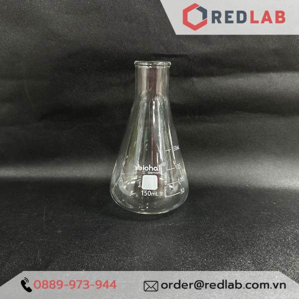 Bình tam giác miệng hẹp BIOHALL 125 150 250 300 500 1000 ml, bình nón - bình erlen MH, mark trắng, có VAT