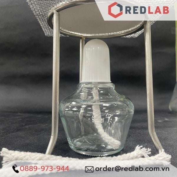 Bộ đun thí nghiệm, gồm kiềng 3 chân inox, lưới nung amiăng, đèn cồn, tim đèn dự phòng