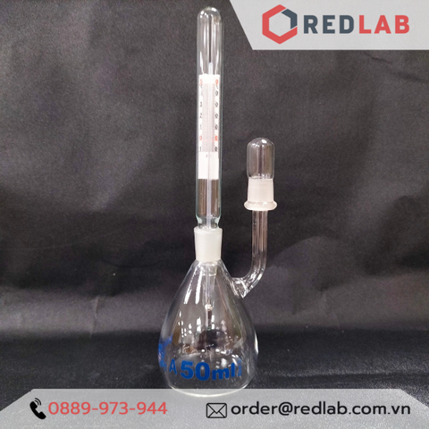 Bình đo tỷ trọng có nhiệt kế Class A 10ml 25ml 50ml 100ml hãng BIOHALL BLS.1107, Pycnometer thuỷ tinh,  có VAT - redlab