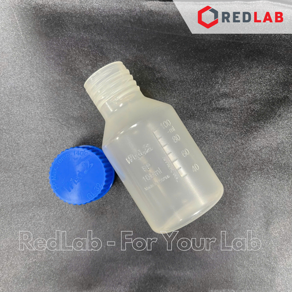 Chai nhựa PP trắng miệng rộng WISD 100 250 500 1000 2000 ml - nắp vặn xanh GL32 GL 45, chịu nhiệt, vạch nổi, có VAT