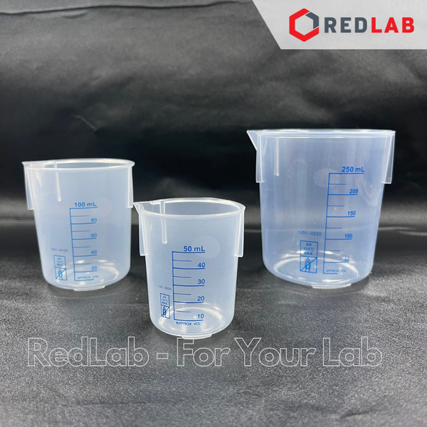 Ca nhựa PP không quai vạch in xanh ONELAB 50 100 250 500 1000 2000 3000 5000 ml, cốc đong thí nghiệm, chịu nhiệt, có VAT