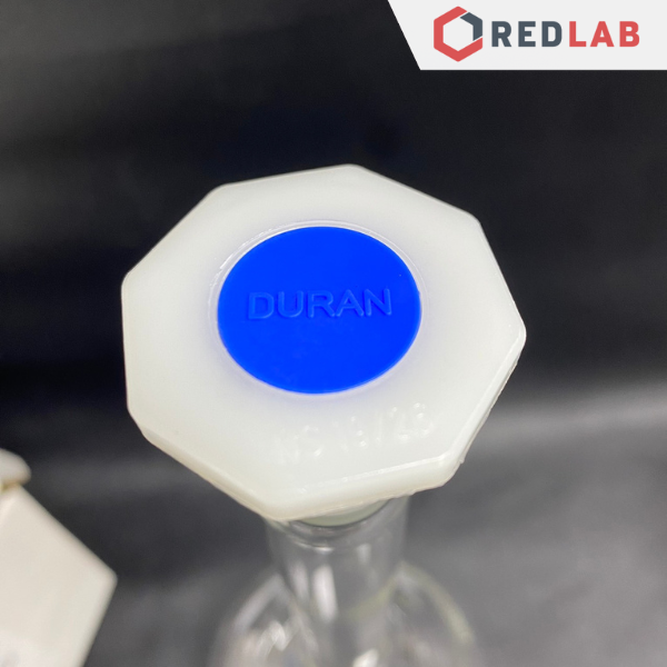 Bình định mức trắng DURAN Class A 10 20 25 50 100 200 250 500 1000 2000 ml, nút nhựa, Volumetric flask, có VAT