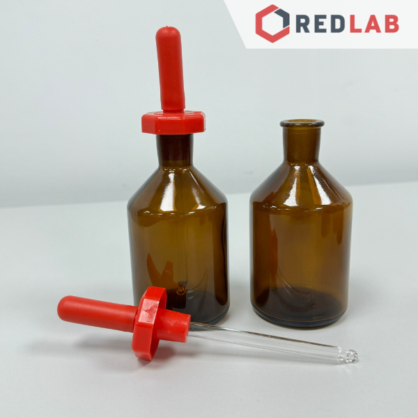 Chai nhỏ giọt thủy tinh ONELAB trắng / nâu 60 125 ml, chai congtogut nắp nhựa kèm quả bóp, đựng mẫu thí nghiệm, có VAT