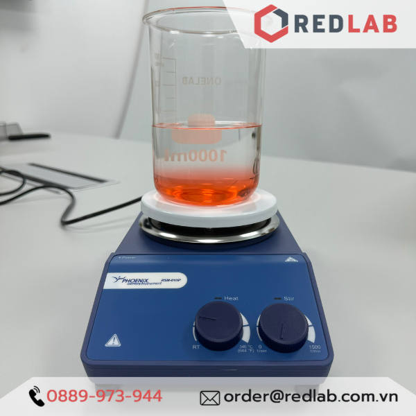 Máy khuấy từ gia nhiệt PHOENIX Instrument RSM-01HP, tốc độ 1500 rpm, nhiệt độ 340 °C, đĩa Ø 135mm, có VAT