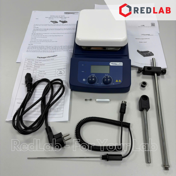 Máy khuấy từ gia nhiệt digital Phoenix RSM-14HP, 1500rpm, 380°C, sensor PT1000-A, đĩa vuông 140mm, BH 12T, có VAT