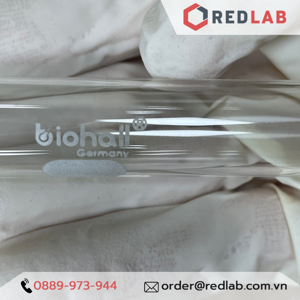 Ống nghiệm có nắp BIOHALL Ø 12 16 18 20 25 38 mm, thuỷ tinh boro 3.3 chịu nhiệt, nắp vặn nhựa PP đen, in logo, có VAT