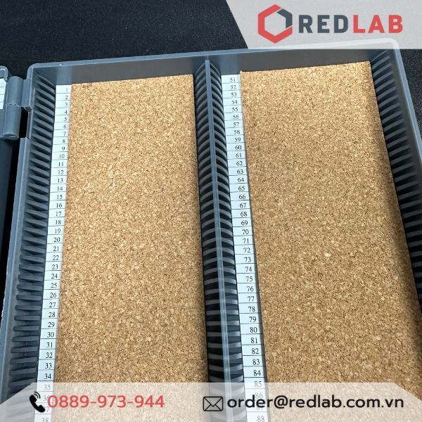 Hộp đựng lam kính hiển vi GREETMED 50 / 100 vị trí, slide box dùng lưu trữ lam trong thí nghiệm, xét nghiệm, có VAT