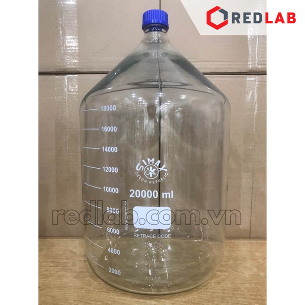 Chai trung tính trắng SIMAX Class A 50 100 150 250 500 ml, 1 2 5 10 20 L nắp vặn PP xanh GL 32 45, có VAT