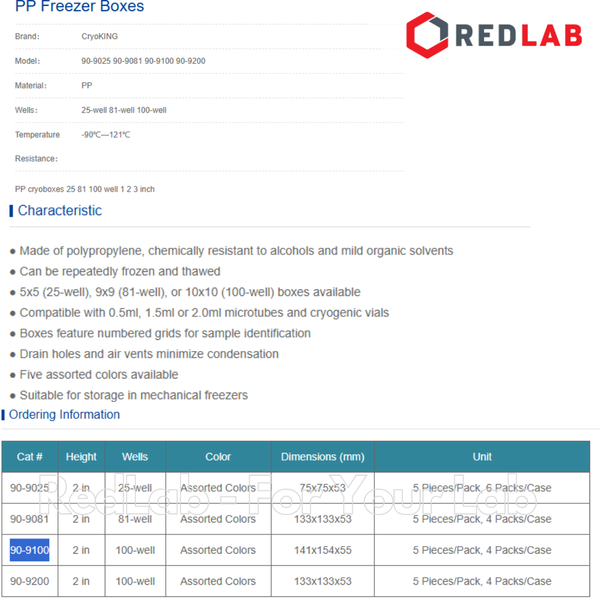 Hộp trữ lạnh 100 vị trí BIOLOGIX 90-9100 có thể đựng vial 1.5ml La-Pha-Pack 141x154x55mm, có VAT