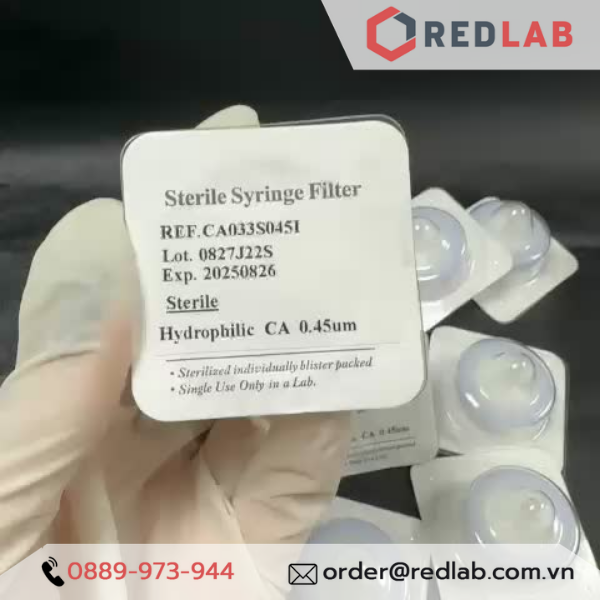 Đầu lọc Syringe CA tiệt trùng, đường kính 33mm, lỗ lọc 0.22µm và 0.45µm Finetech CA033S022I và CA033S045I, giá tốt, có VAT