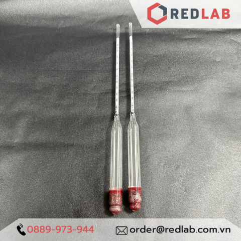 Tỷ trọng kế thuỷ tinh 1.100 - 1.200 : 0.001 g/ml Tp 20°C hãng Alla - Pháp-Redlab