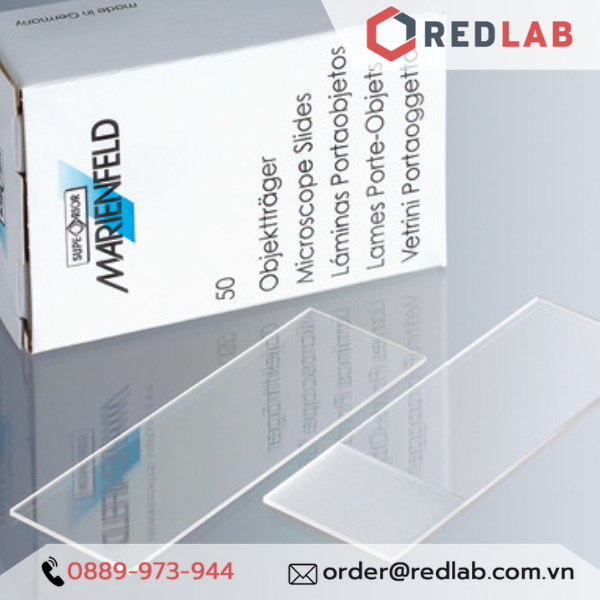 Lam kính trơn / nhám 76x26mm MARIENFELD Đức microscope slide 1000000 1000200 (hộp 50 cái) có VAT