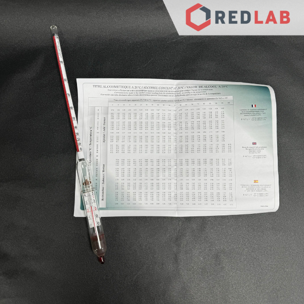 Cồn kế có nhiệt kế 0-100 : 1% Tp 20ºC, 0-40°C : 1°C ALLA 0500TP000/20-QP alcoholometer with thermometer, có VAT