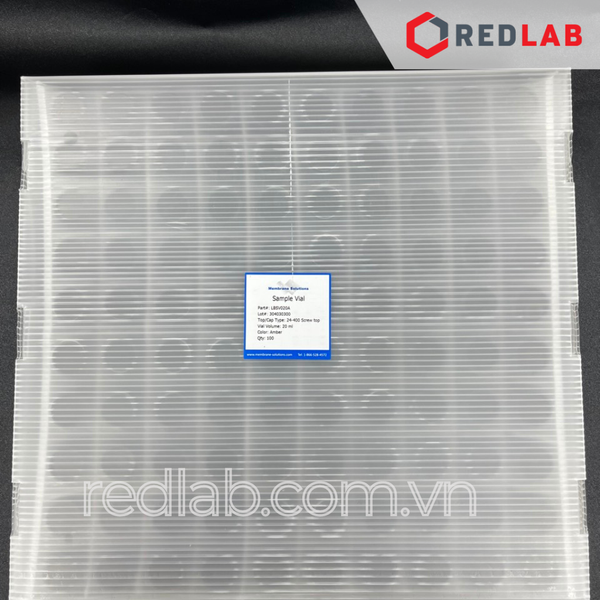 [Bộ 100 cái] MEMBRANE SOLUTIONS Chai thủy tinh vial 20ML 40ML trắng / nâu + Nắp vặn kín 24-400 septa 1.5mm, có VAT