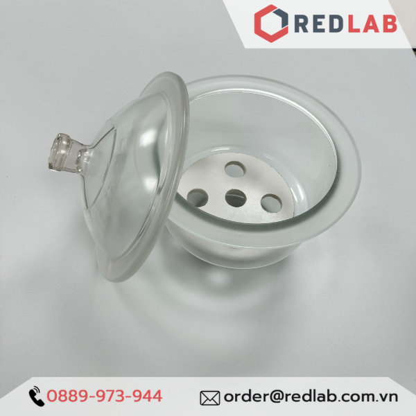 Bình hút ẩm trắng không vòi ONELAB 150 180 210 240 300 350 400 450 mm, dùng lưu trữ, làm khô mẫu thí nghiệm, có VAT