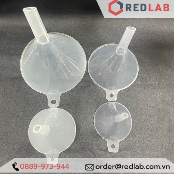 Phễu nhựa PP ONELAB Ø 40 65 75 90 100 120 150 mm, dùng chiết rót mẫu thí nghiệm, có VAT