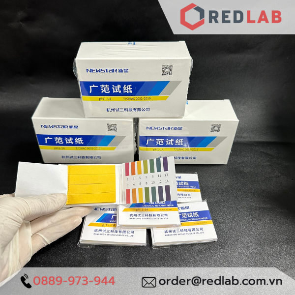 Giấy đo nhanh pH 1-14 NewStar giấy chỉ thị màu thử độ pH test paper, có bảng màu (xấp 80 tờ, hộp 20 xấp) có VAT