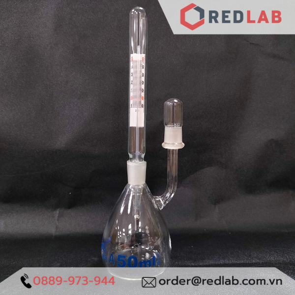 Bình đo tỷ trọng có nhiệt kế BIOHALL 10 25 50 100 ml class A, Pycnometer thuỷ tinh, có VAT