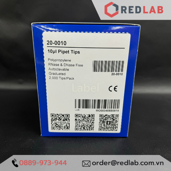 [Gói 1000 cái] Microtips (đầu típ - côn) trắng 10ul, Biologix 20-0010, không RNase & Dnase, endotoxin, có VAT