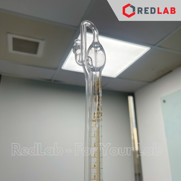 Buret tự động trắng GLACIER khóa PTFE 50ml, bộ gồm buret, bình chứa, quả bóp, có VAT